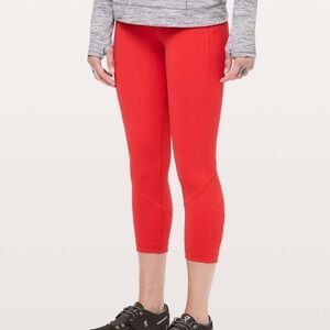 Lululemon Pace Rival 23 inch crops in Red-size 6
